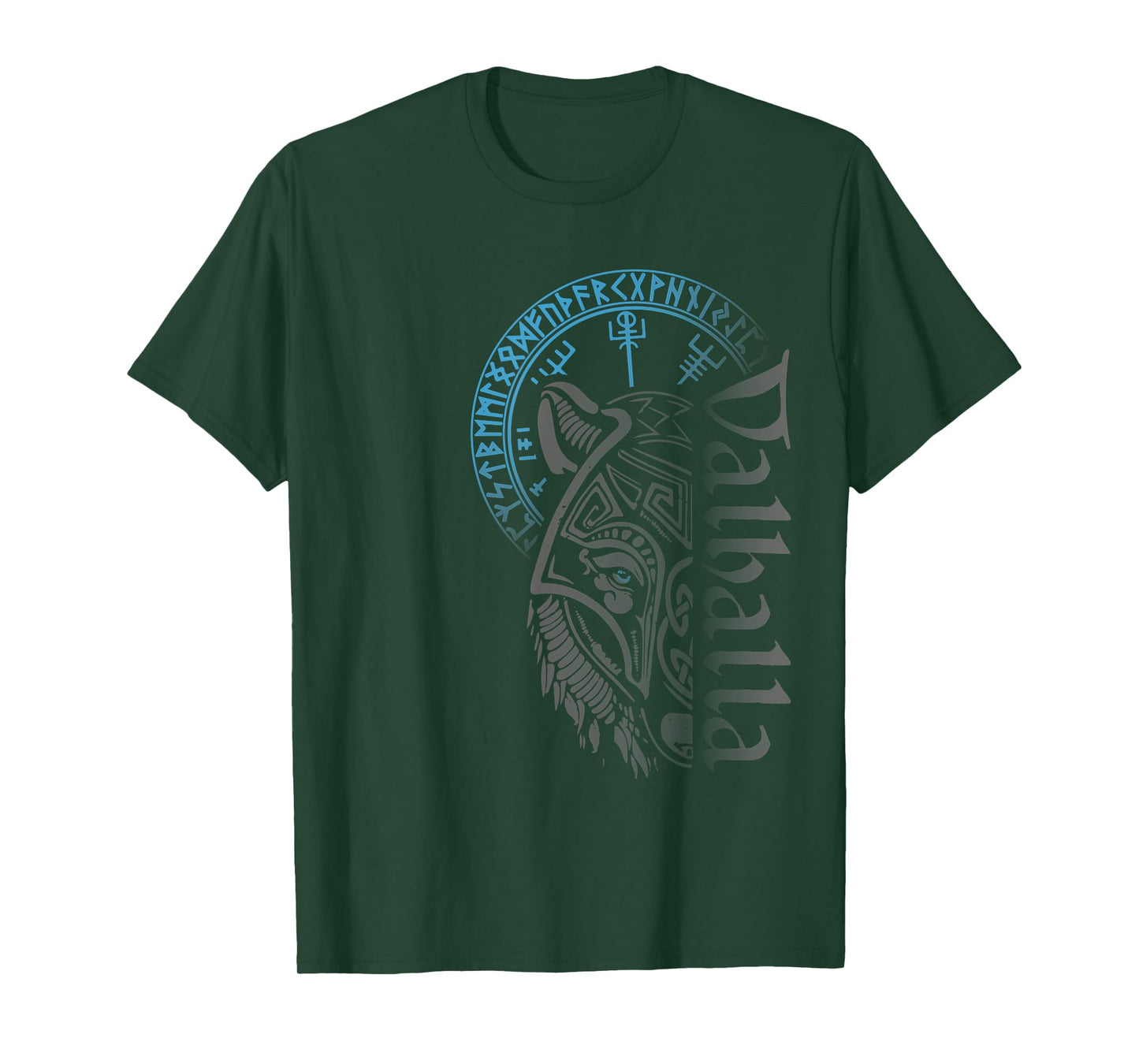 Walhalla Wolf Mask Odin Runes Nordic Compass Viking T-Shirt