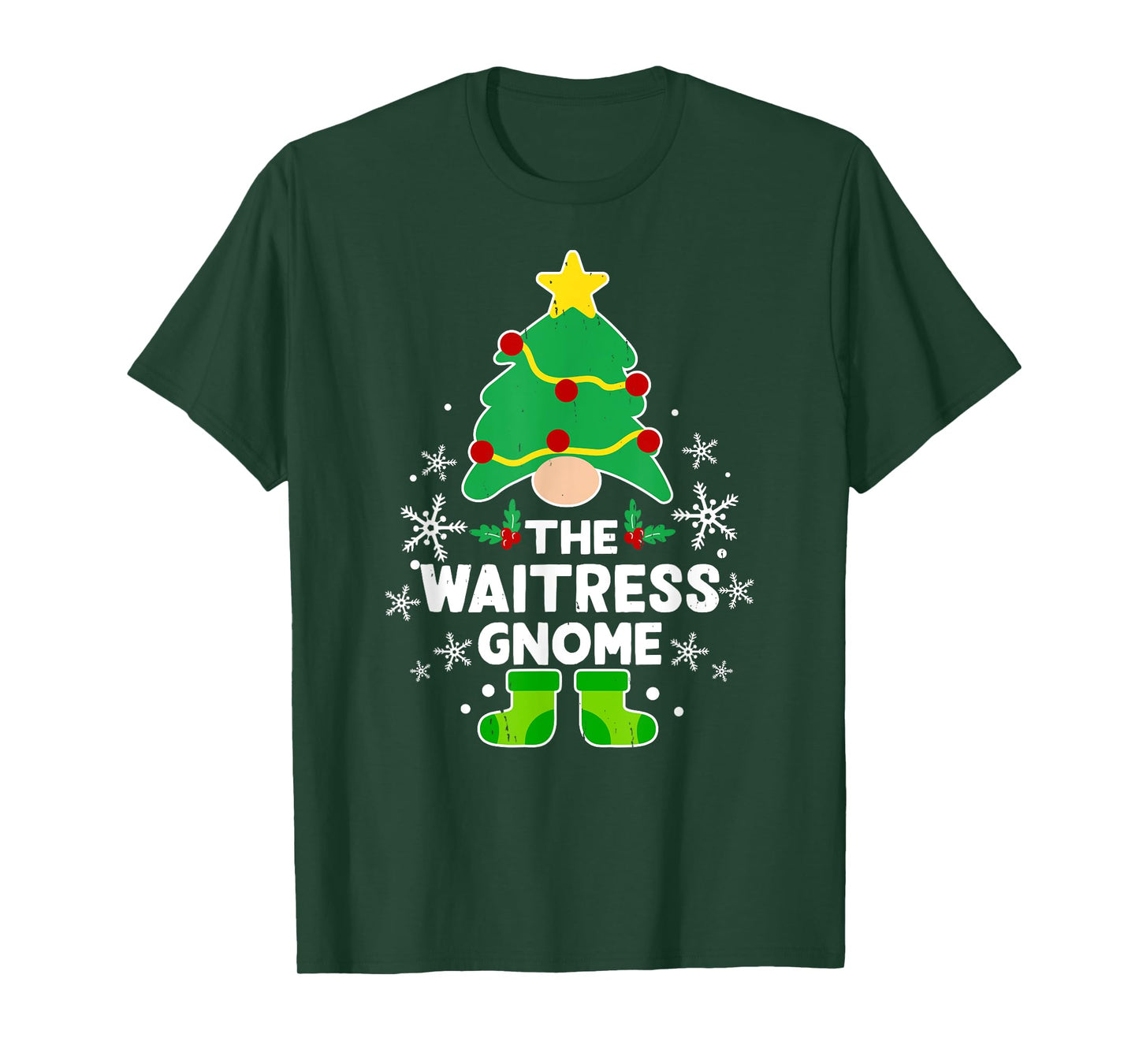 Waitress Gnome Xmas Family Holiday Christmas Matching T-Shirt