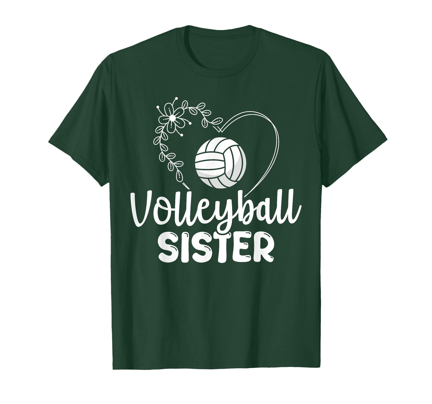 Floral Volleyball Sister Heart T-Shirt