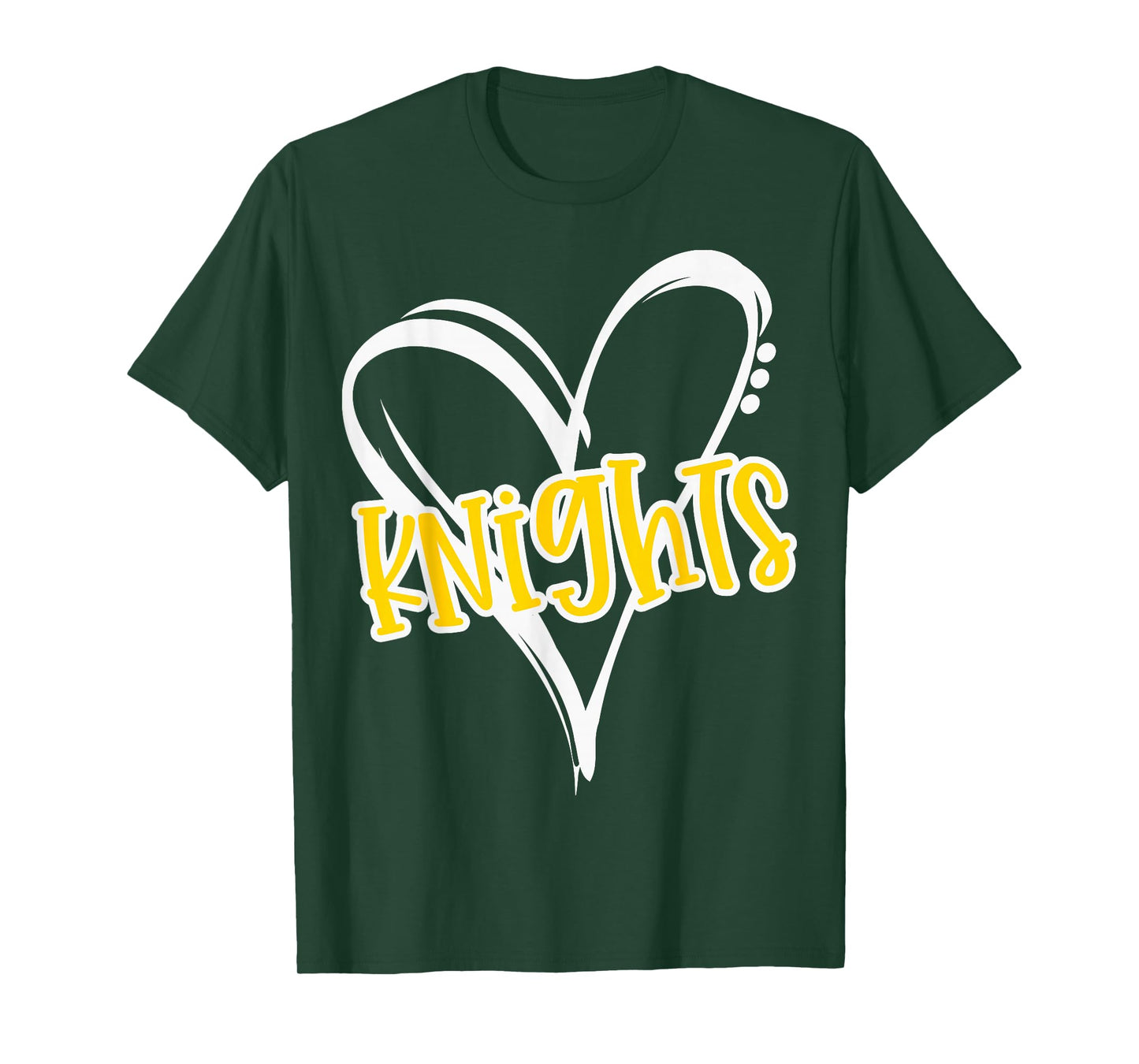 Knights Heart Yellow Lettering Retro Trendy Game Day Spirit T-Shirt