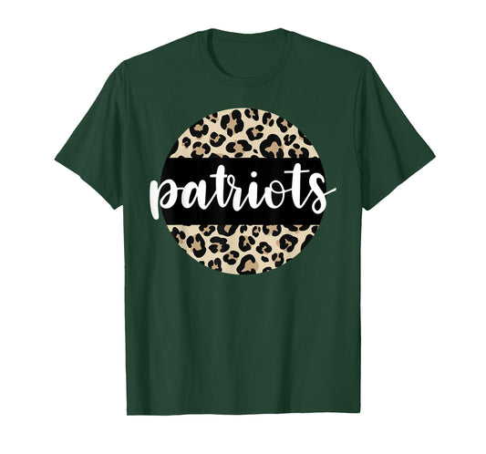 Leopard Print Patriots Team Mascot School Spirit Game Night T-Shirt