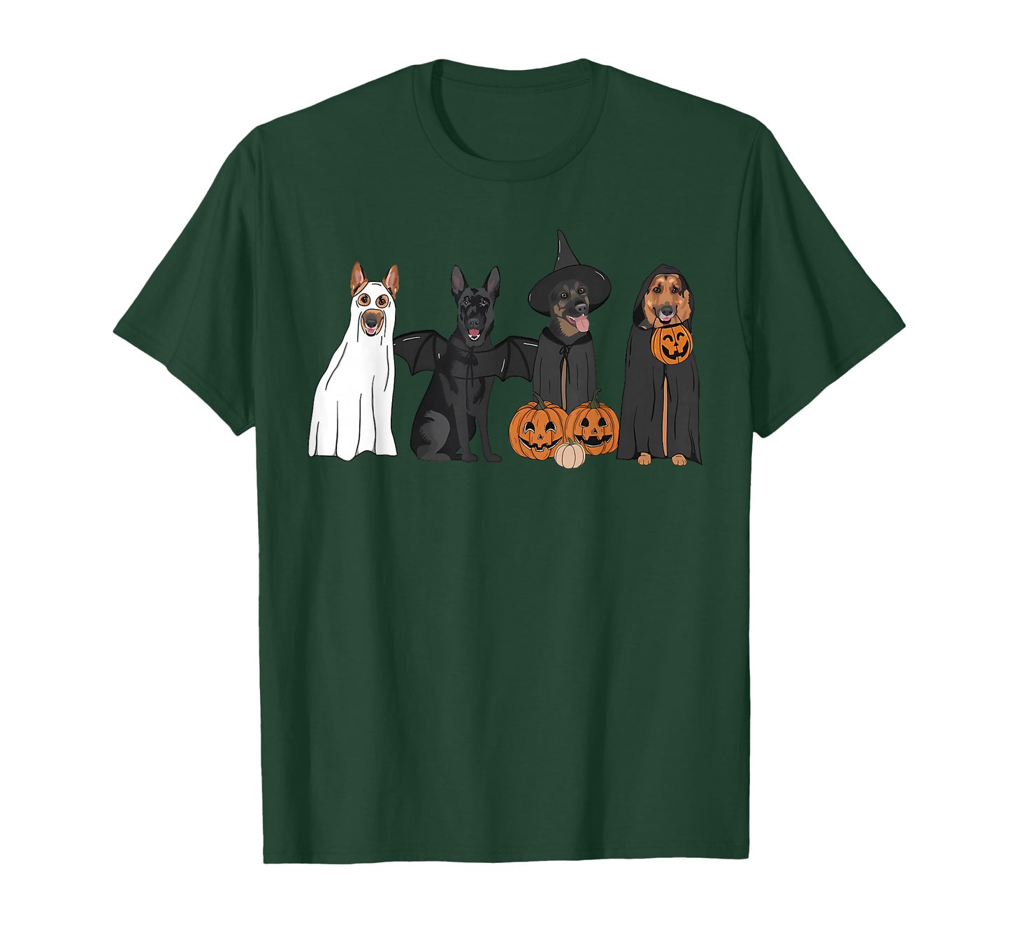 German Shepherd Dogs Lovers Ghost Witch Halloween Spooky T-Shirt