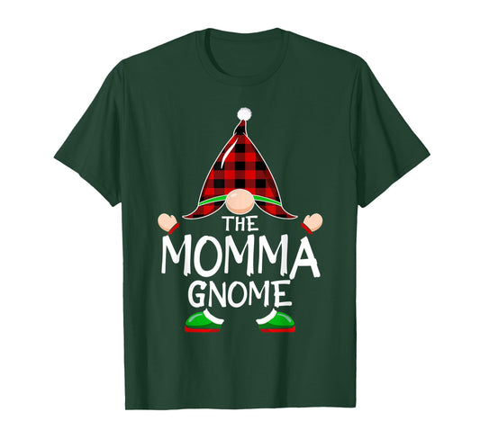 Gnomes Family Christmas Red plaid Pajama Shirt, MOMMA Gnome T-Shirt