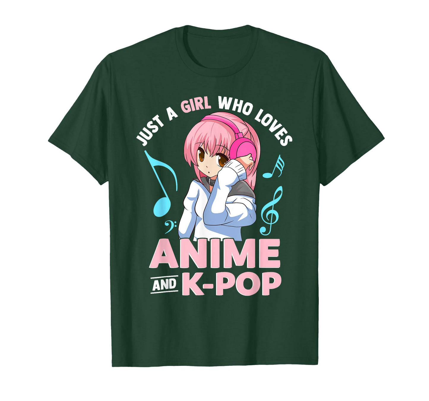 Just A Girl Who Loves Anime and K-Pop Music Women and Girls T-Shirt