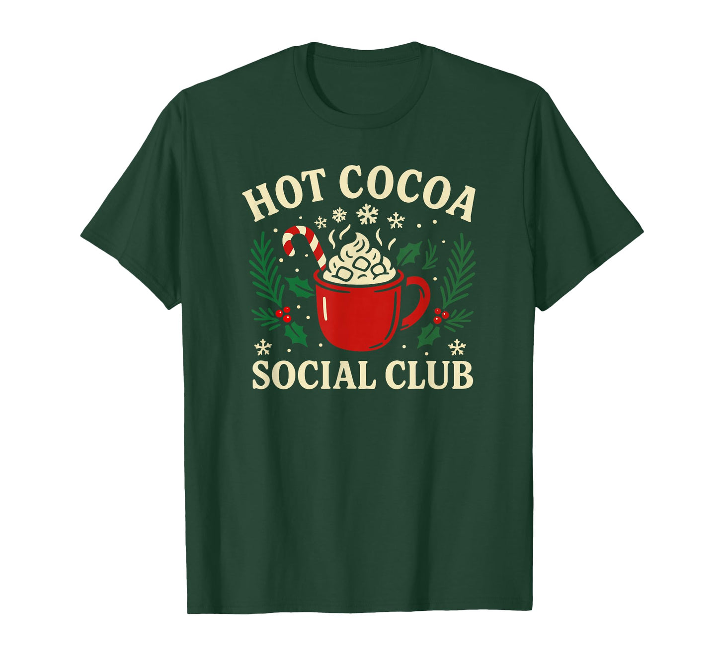 Hot Cocoa Social Club Cozy Winter Christmas Graphic T-Shirt