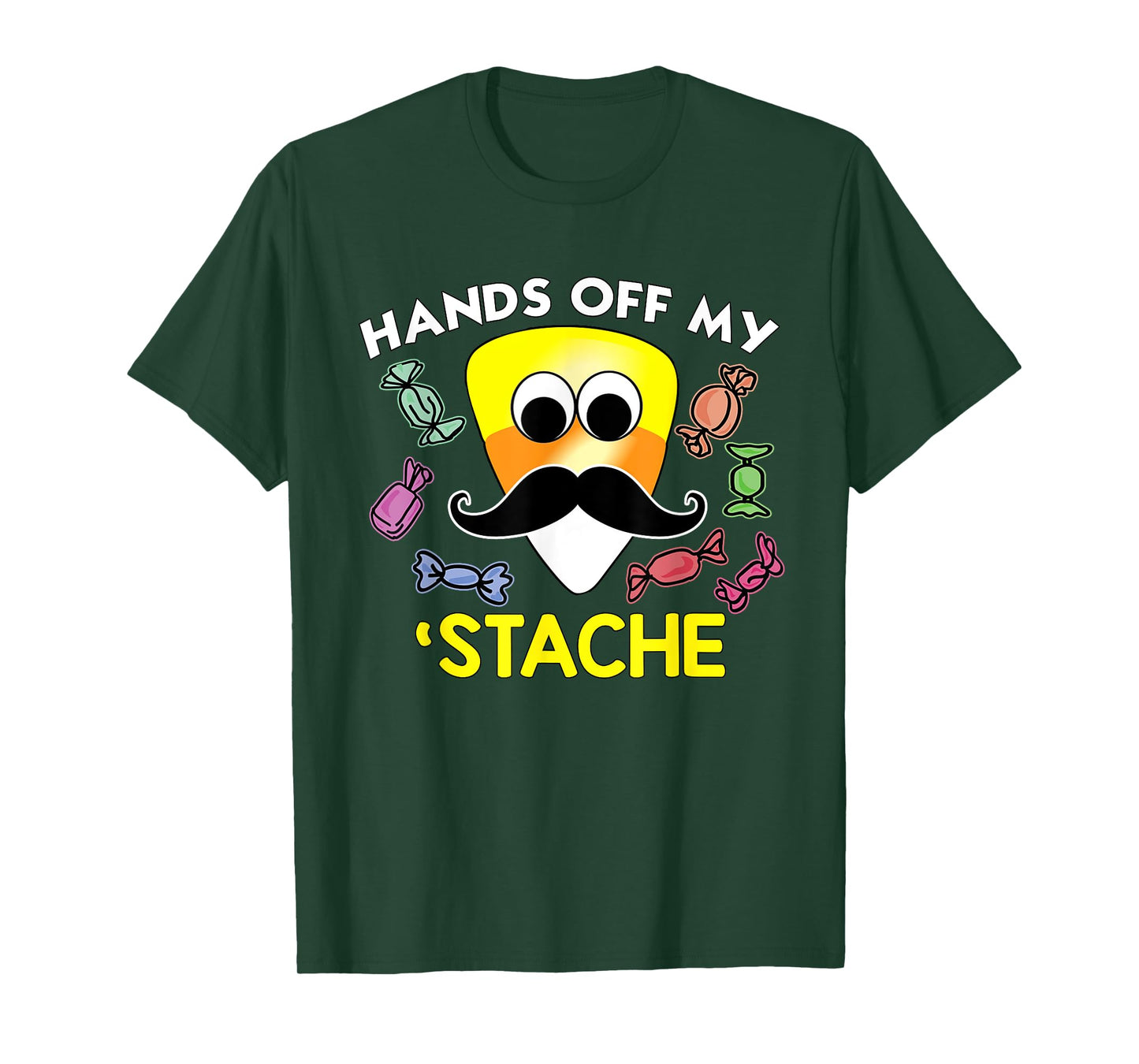 Funny Halloween Hands Off My Stache CandyCorn Mustache Shirt T-Shirt