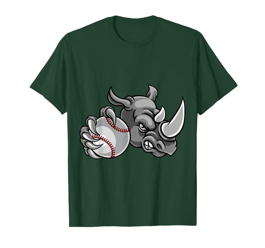 Rhino Baseball Ball Sports Mascot T-Shirt