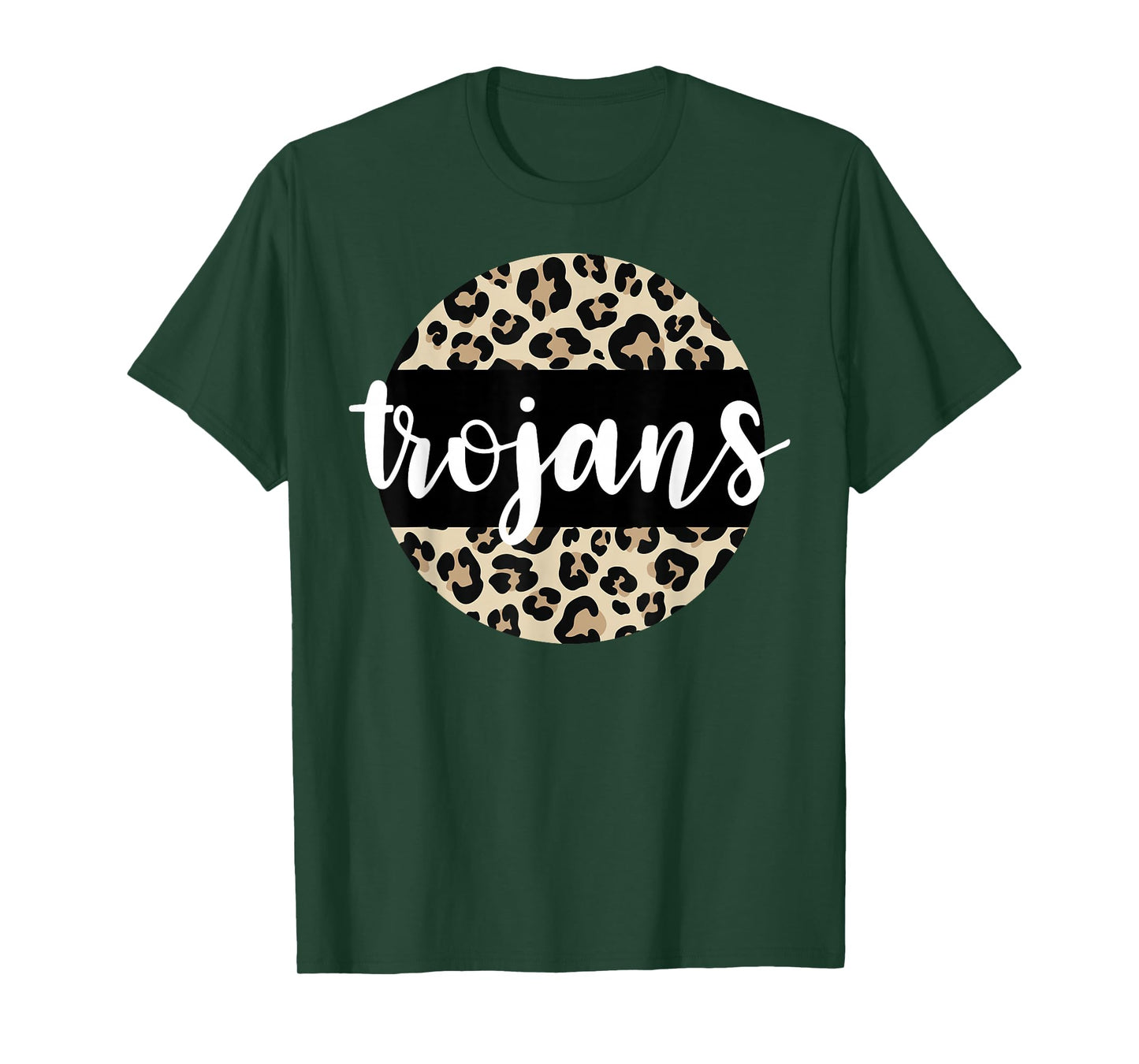 Leopard Print Trojans Team Mascot School Spirit Game Night T-Shirt