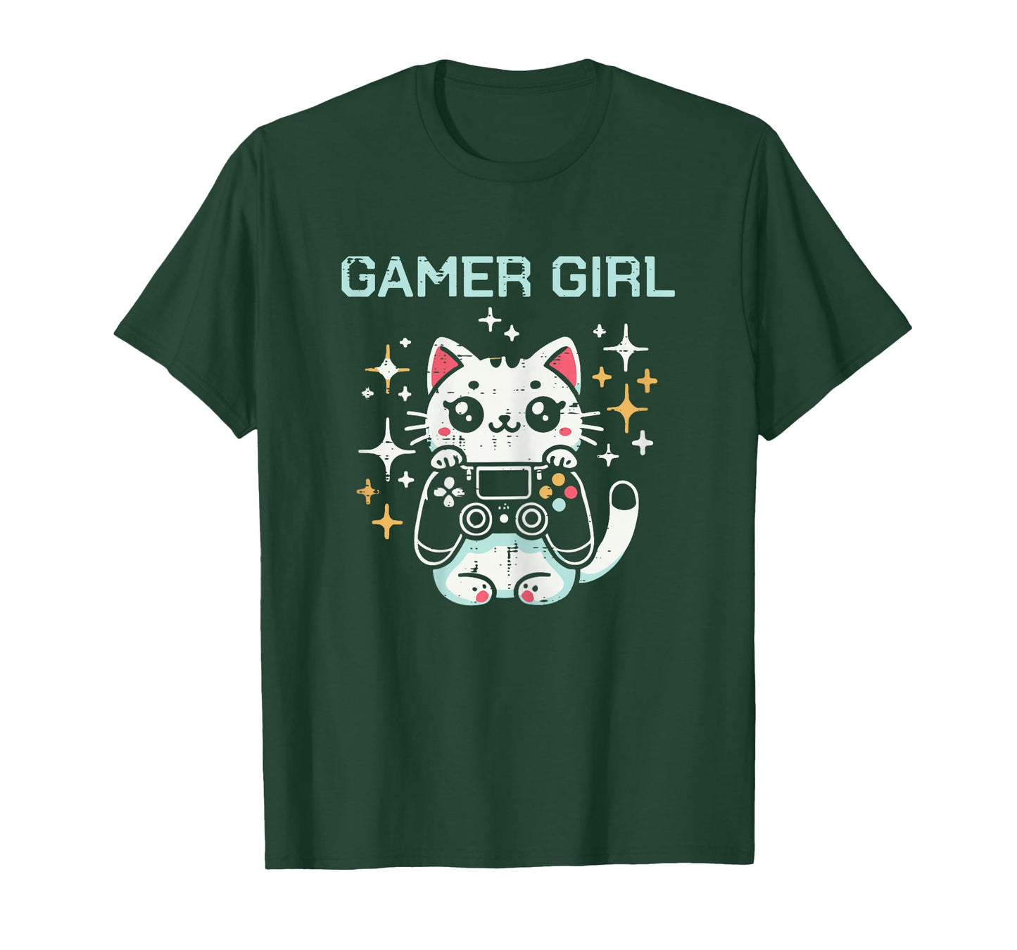 Gamer Girl Cat Kitten Cute Gaming Kitty Girls Kids Women T-Shirt