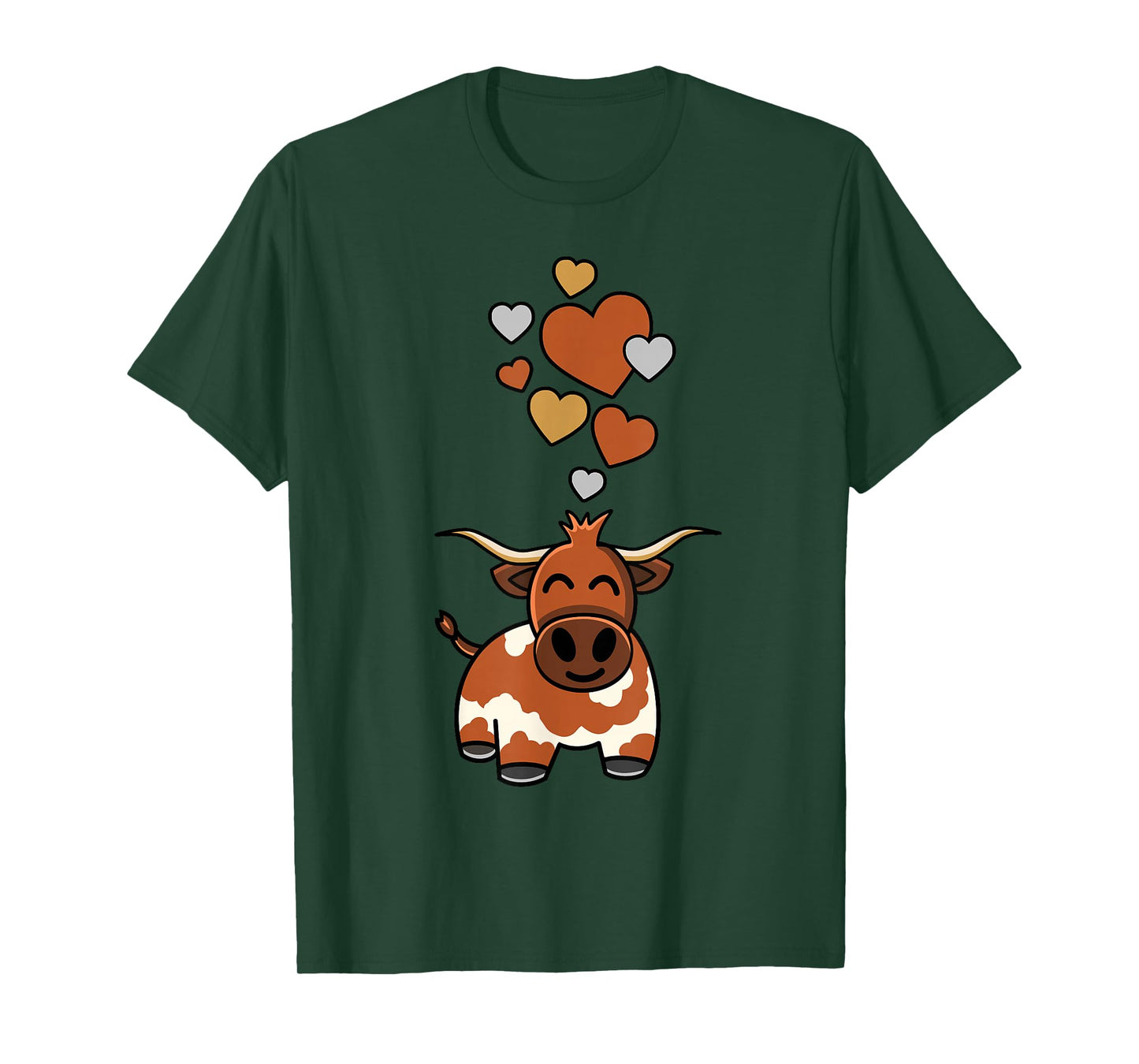 Cute Longhorn Cow With Hearts T-Shirt