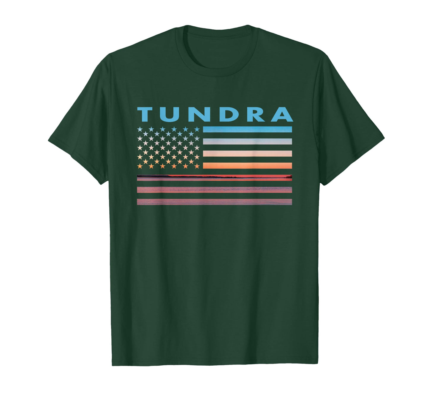 Vintage Sunset American Flag Tundra, Texas T-Shirt