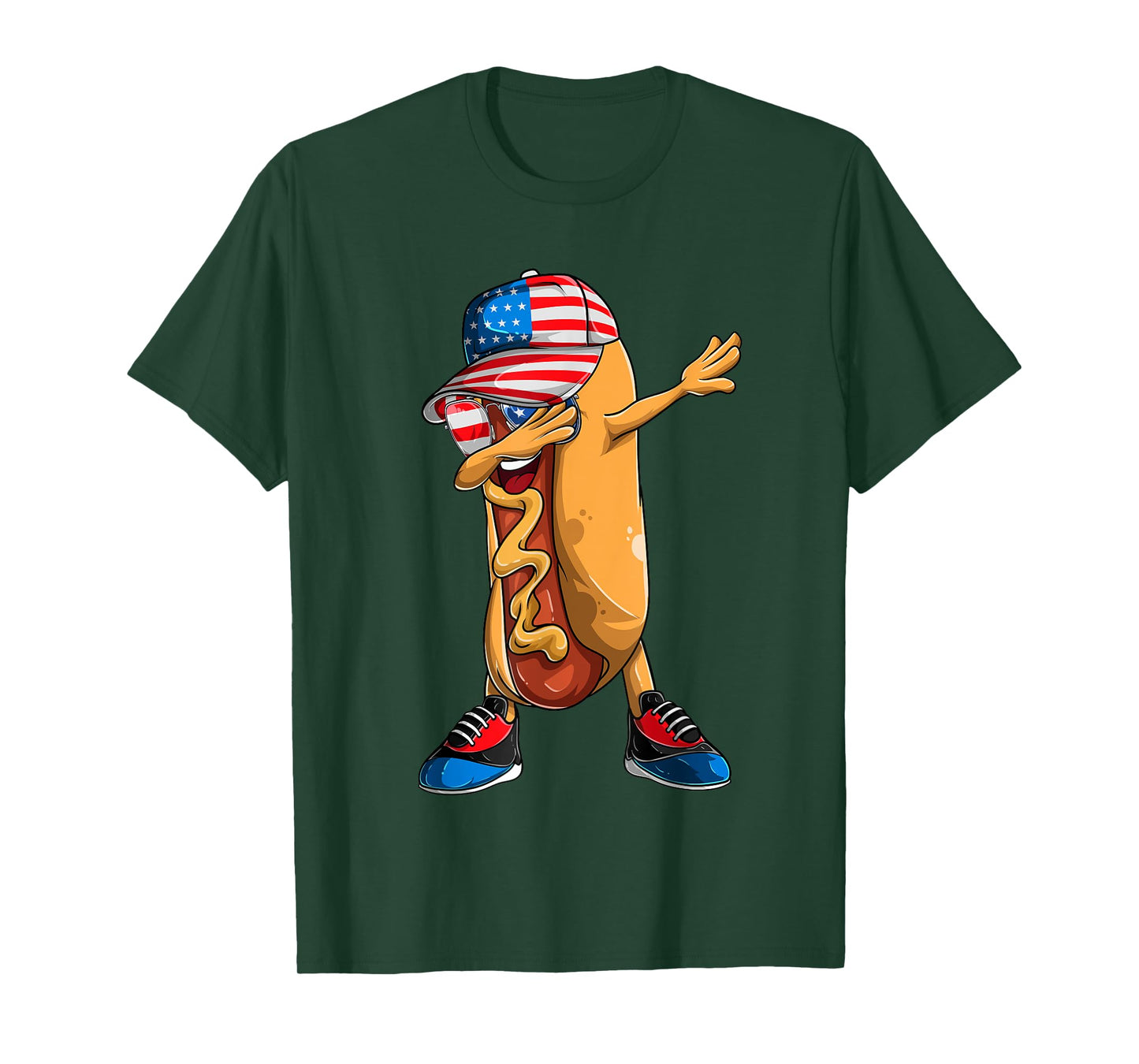 Hot Dog Shirts Boy, July 4th Shirts For Women Dabbing Hotdog T-Shirt