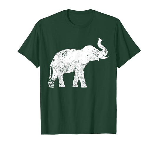 Elephant Lover Design Vintage Elephant T-Shirt - Black, Small, Unisex, Cotton 50% Polyester 50%, Short Sleeve, Crew Neck, Classic Fit, Distressed Elephant Print