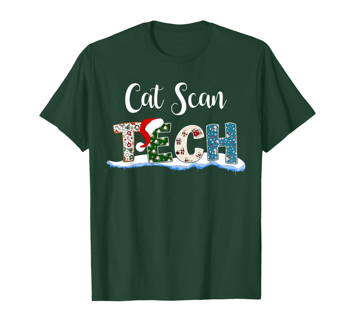 Cat Scan Tech Santa Hat Christmas Radiology Technologist T-Shirt for Men Women