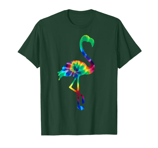 Flamingo Tie Dye Vintage Hippie Flamingo Lover T-Shirt Small