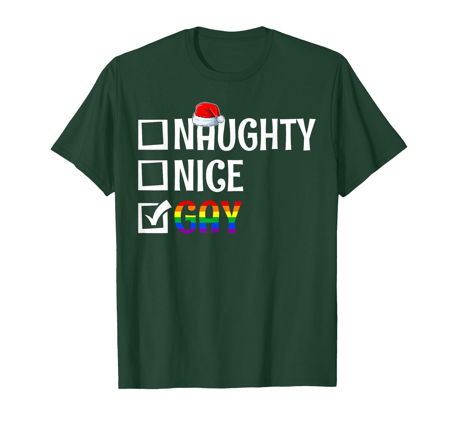 Naughty Nice Gay LGBTQ Gay Pride Flag Merry Christmas Pajama T-Shirt