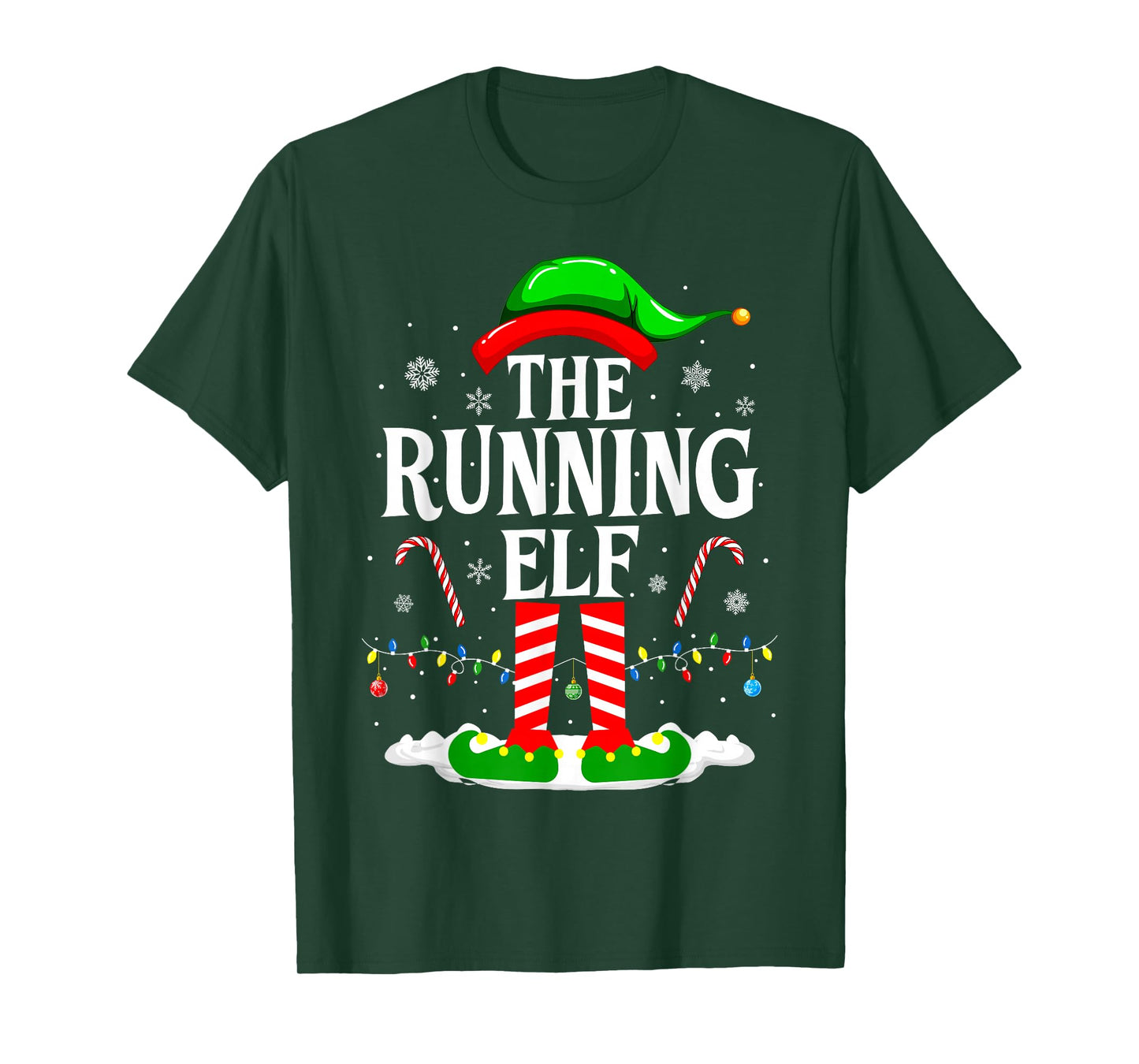 The Running Elf Xmas Running Funny Runner Christmas Running T-Shirt