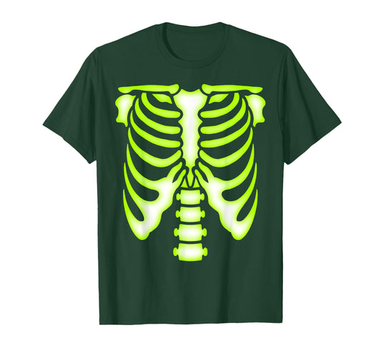 Skeleton Green Ribcage T-Shirt - Bones Halloween Costume