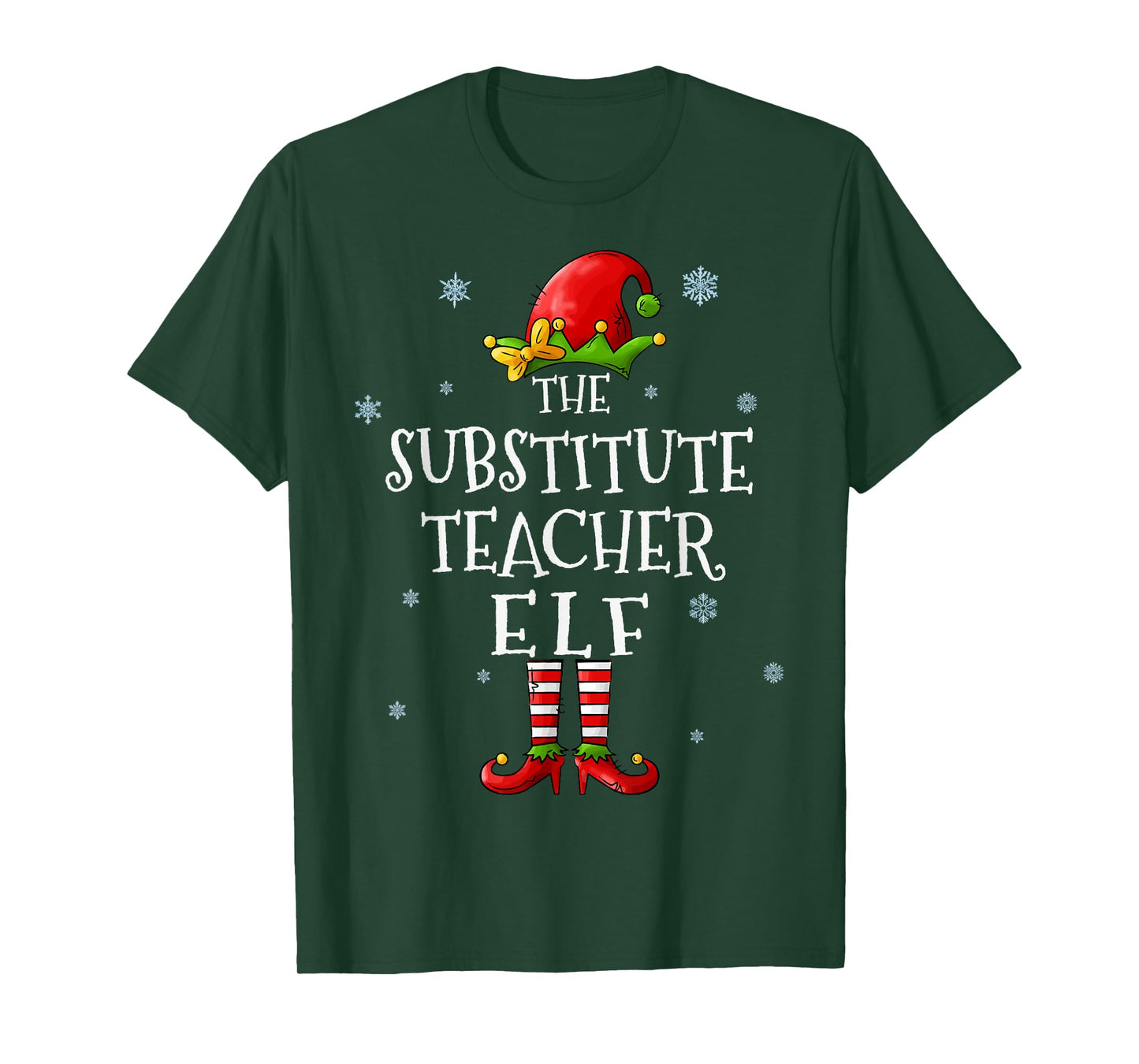 The Substitute Teacher Elf Squad Funny Matching Christmas T-Shirt for Men Women