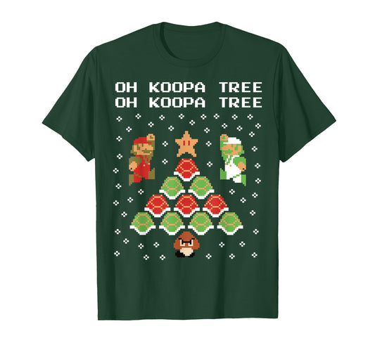 Super Mario Koopa Tree Goomba Christmas Graphic Short Sleeve T-Shirt