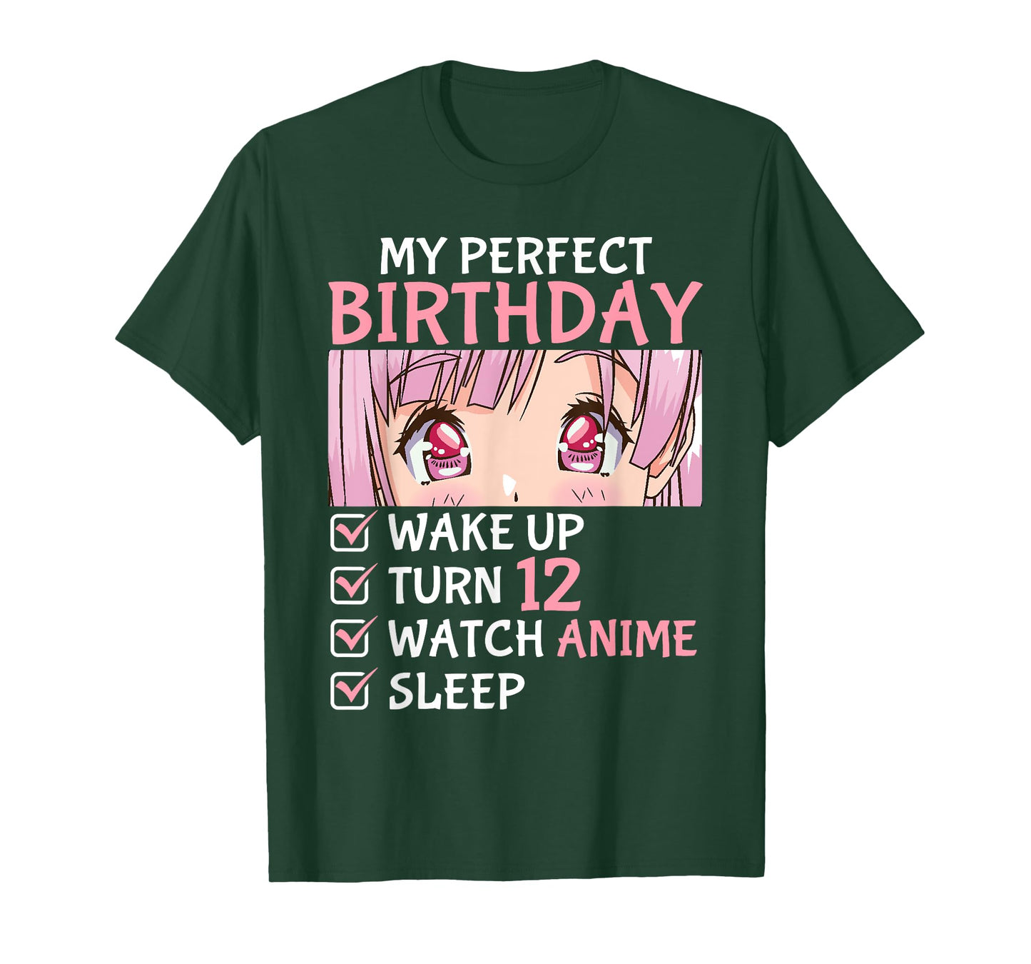 12th Birthday Watch Anime 12 Years Old Anime Teen Girls T-Shirt
