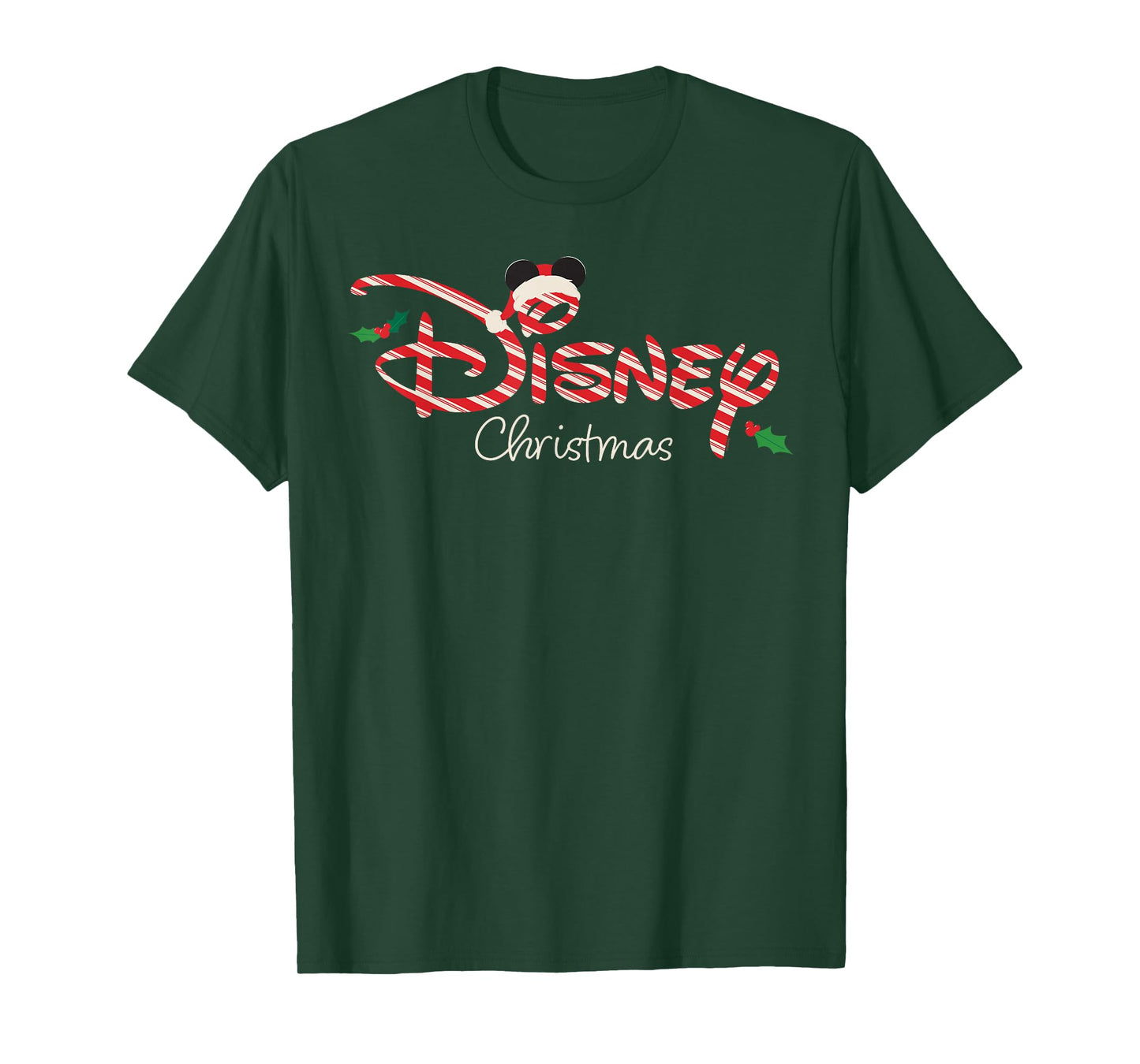Disney Christmas Script Logo Candy Cane Holiday Trip T-Shirt