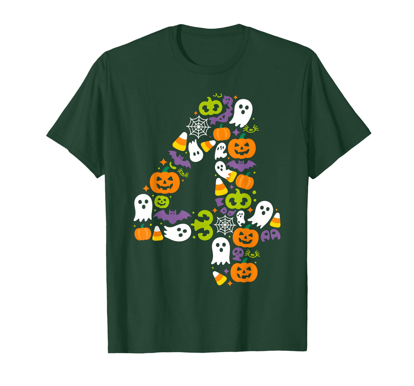 Halloween Birthday Number Four Pumpkin Ghost Kids T-Shirt