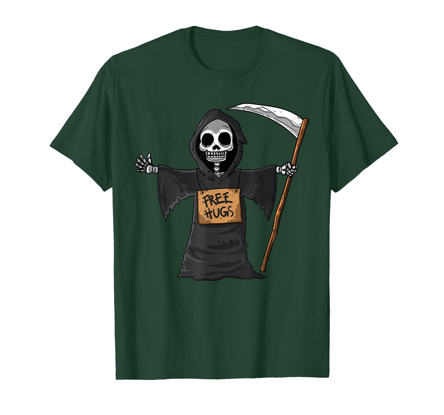 Free Hugs Grim Reaper Halloween Party Cosplay Lazy Costume T-Shirt