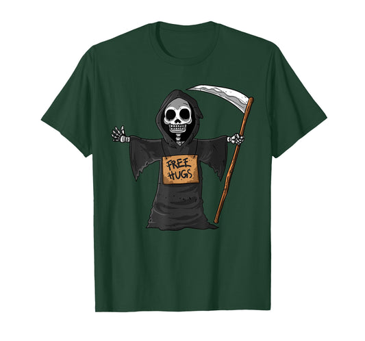 Free Hugs Grim Reaper Halloween Party Cosplay Lazy Costume T-Shirt