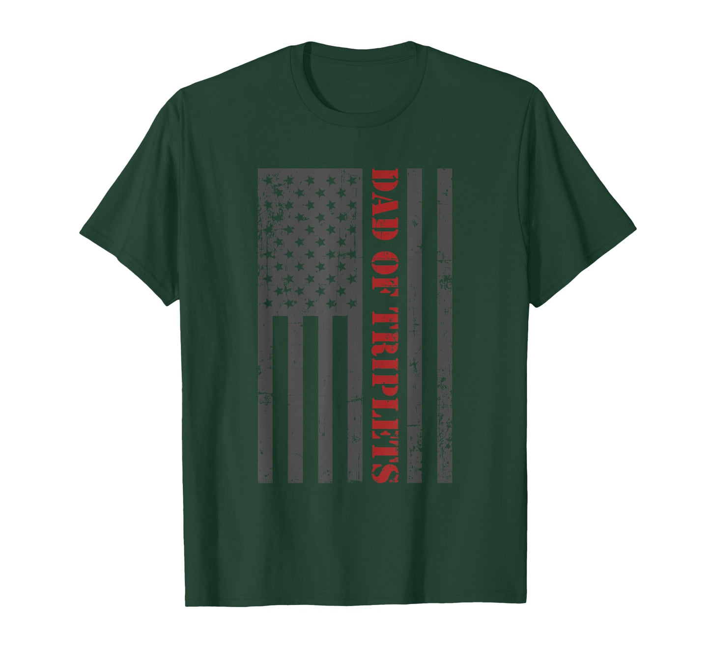 Fathers Day Triplet Dad American Flag Dad Of Triplets Gift Men T-Shirt