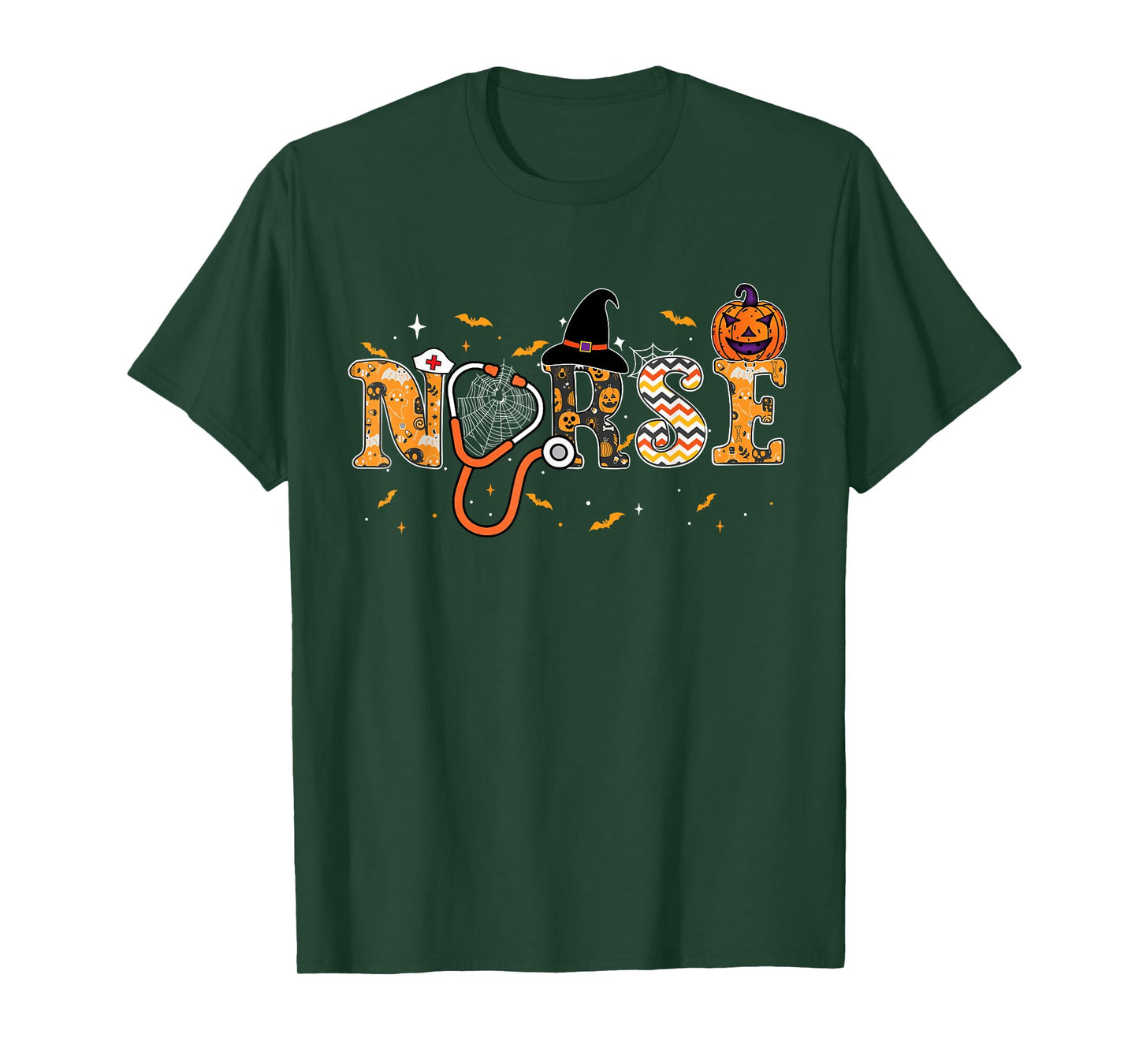 Nurse Halloween Costume Stethoscope Pumpkin Spooky Nurse T-Shirt