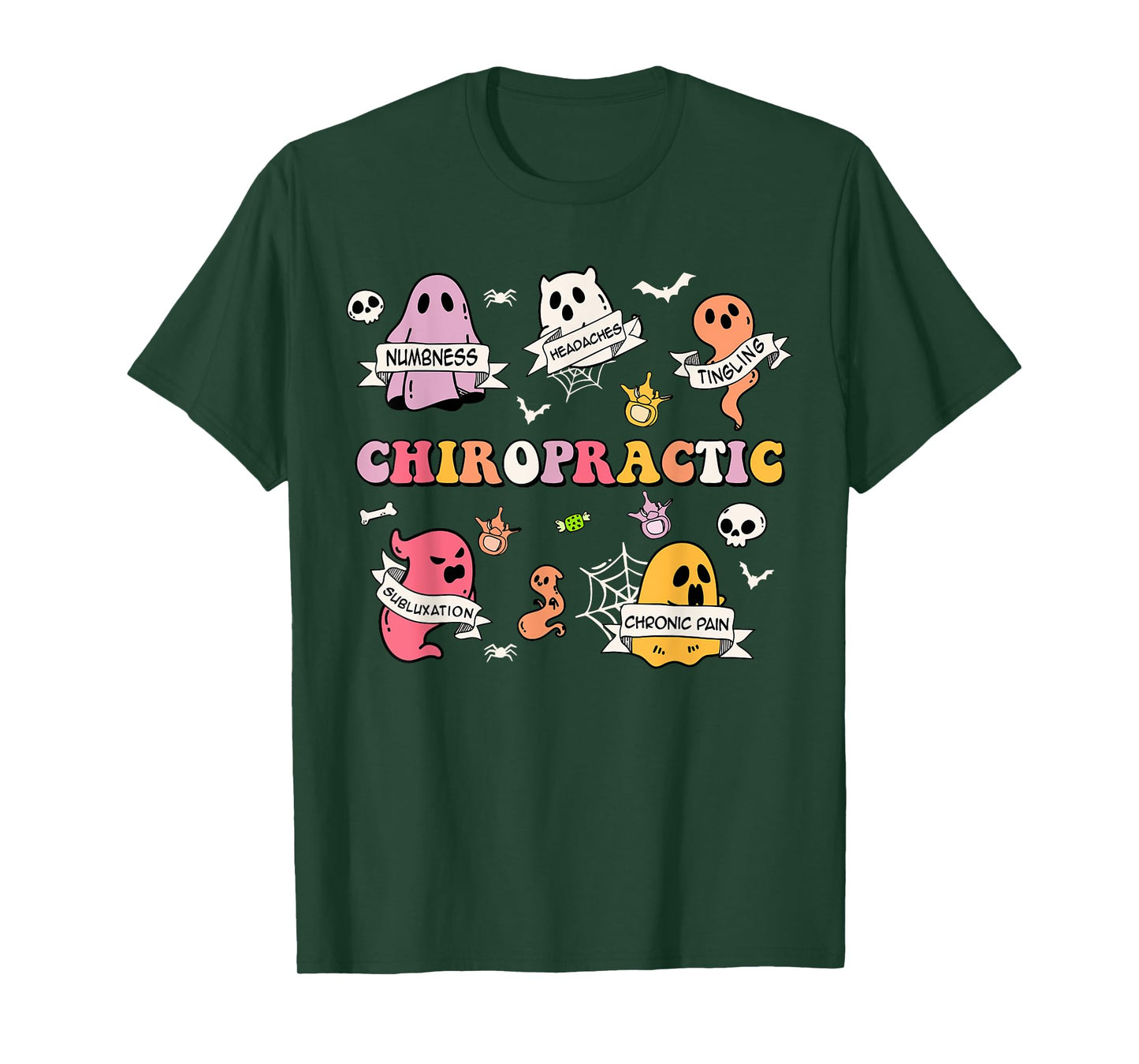 Retro Chiropractic Ghost Chiropractors Halloween Costume T-Shirt