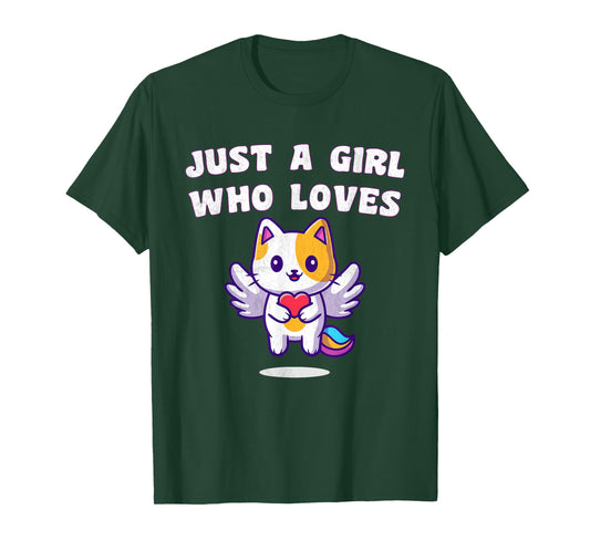 Funny Cute Cat "Just a Girl who Loves Meemeow" Pet DayTee T-Shirt