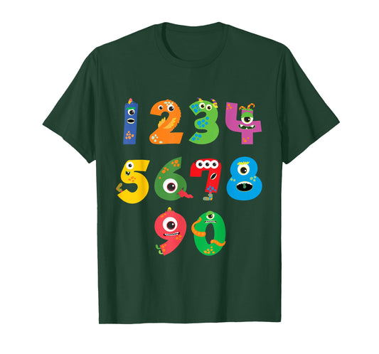 Monster Numbers Learning Cute Numbers 0-9 Back to School T-Shirt