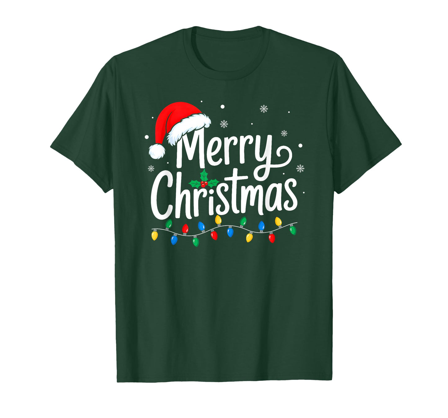 Merry Christmas for Family Men Women Santa Hat Xmas Pajamas T-Shirt