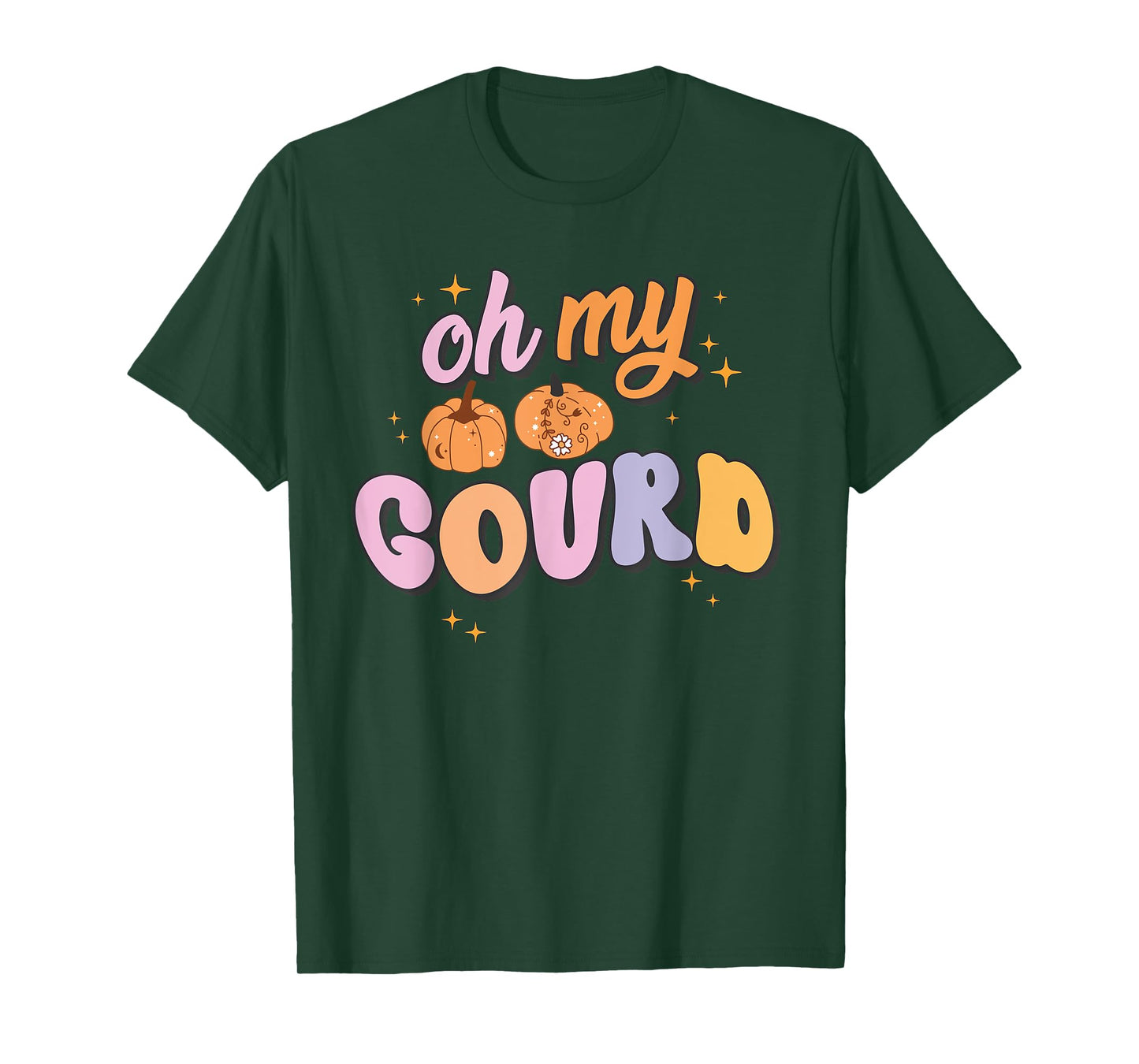 Oh My Gourd Funny Pumpkin Pun Halloween Group Retro Quote T-Shirt