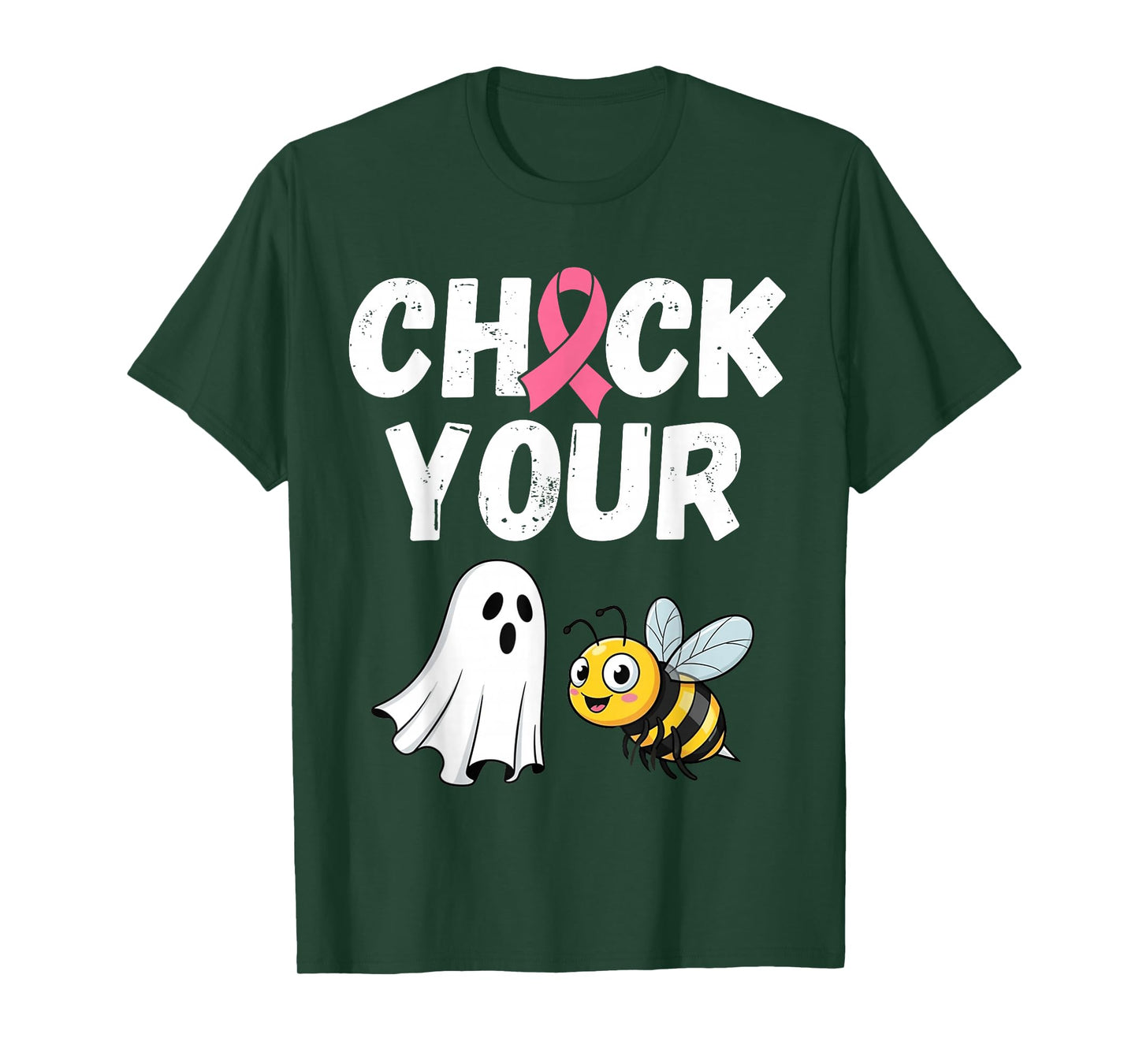 Check Your Boo Bees Breast Cancer Survivor Halloween Ghost T-Shirt