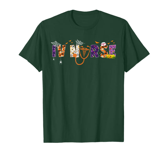 IV Nurse Halloween Spooky Season Nursing Stethoscope Scary T-Shirt