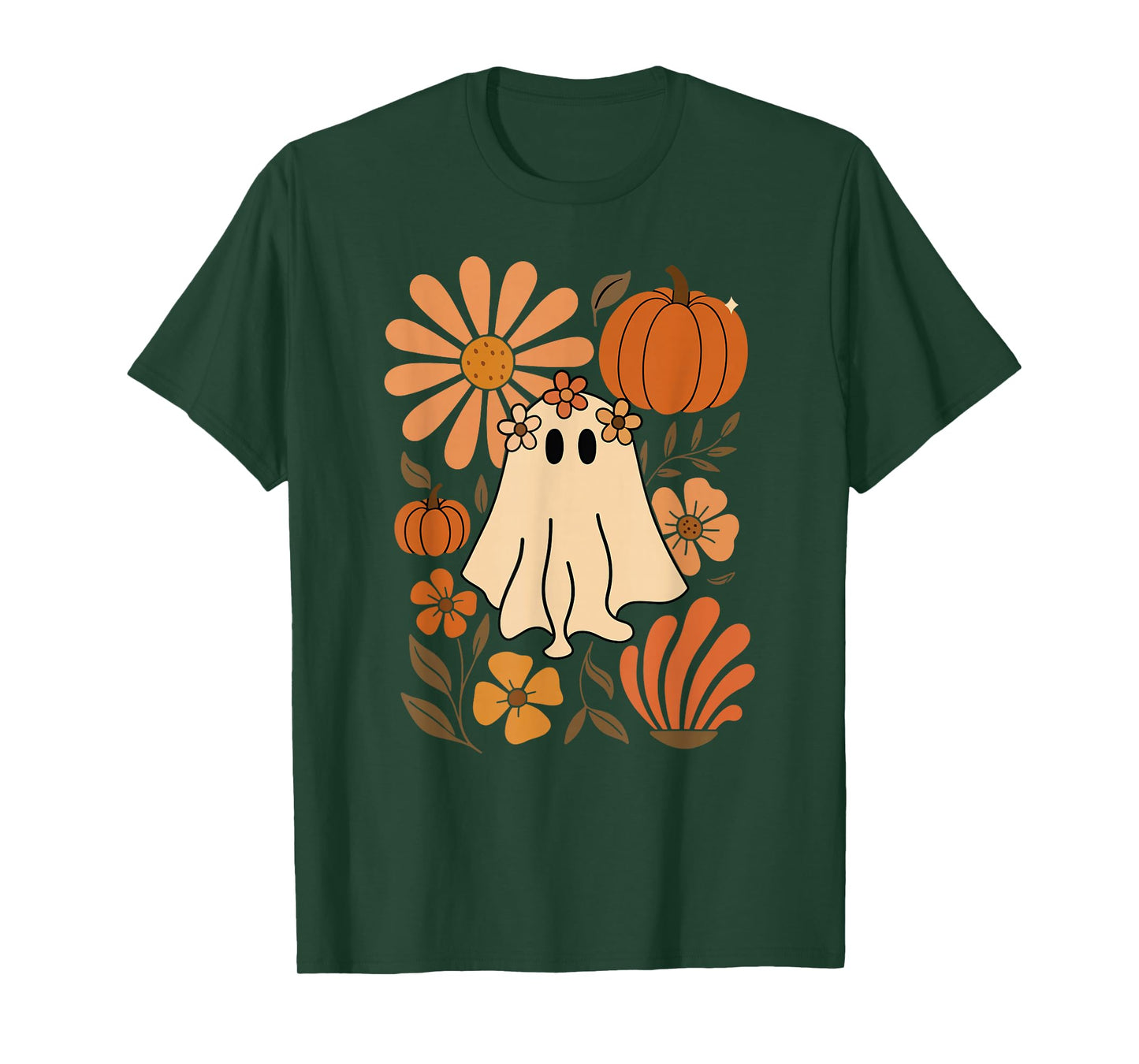 Floral Ghost Halloween Boho Spooky Season T-Shirt