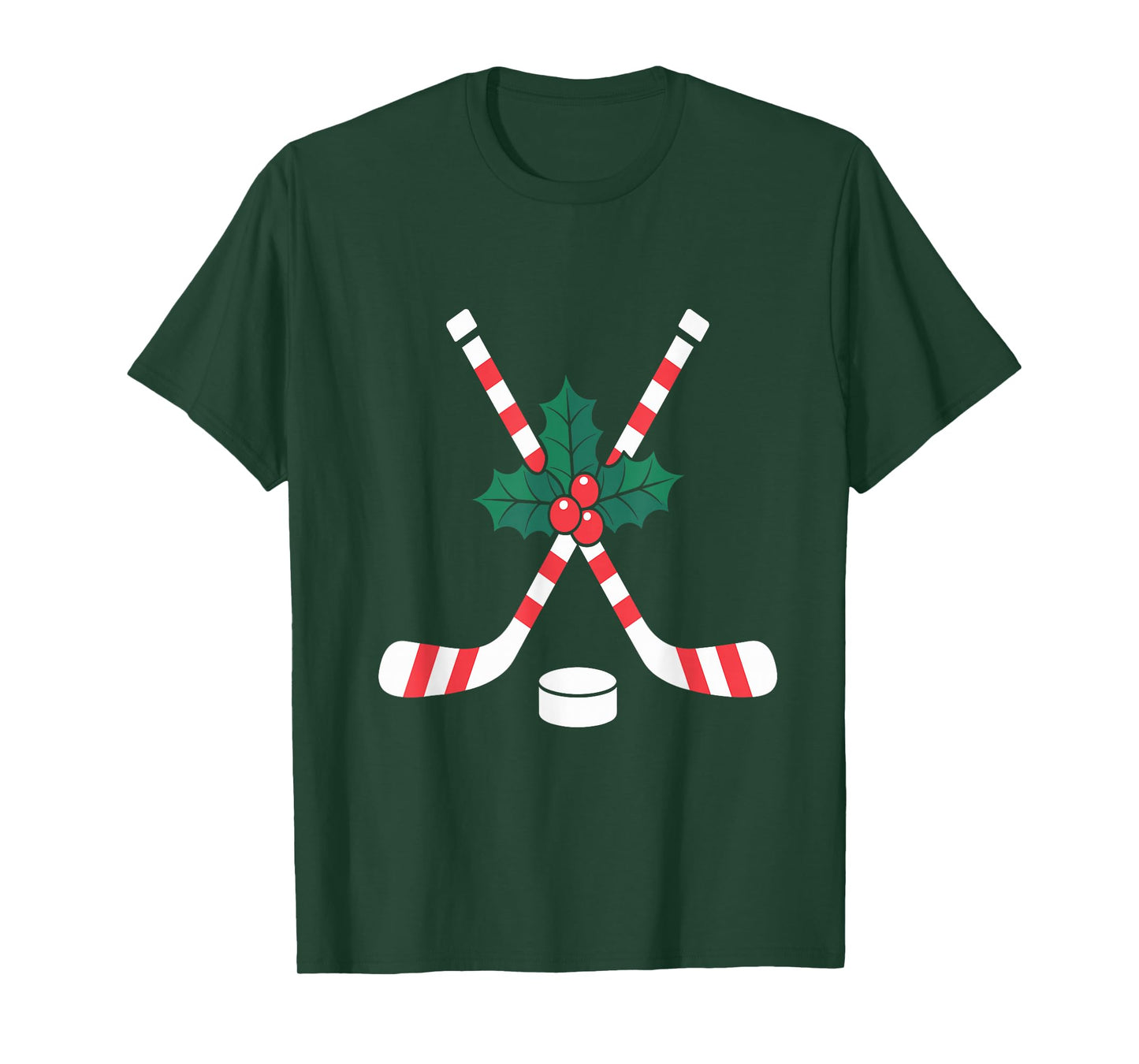Ice Hockey Christmas Candy Cane Hockey Stick Xmas T-Shirt