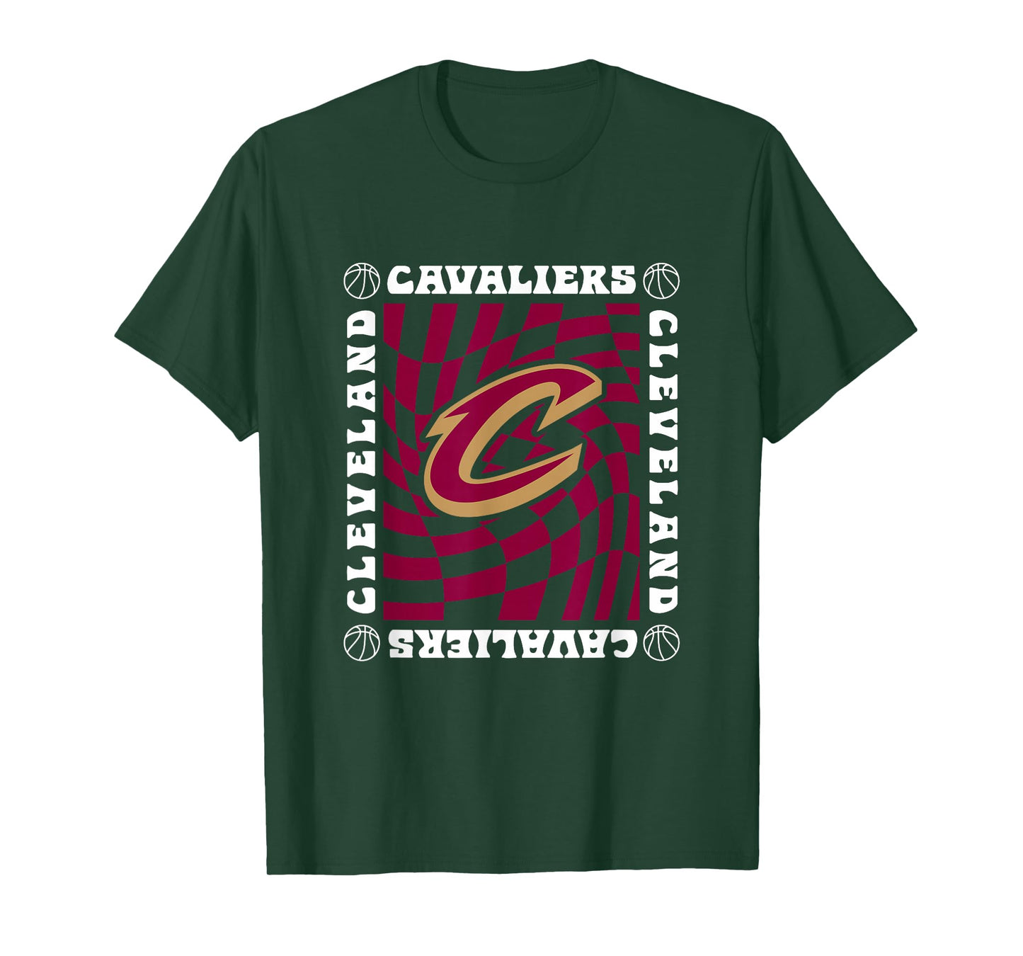 NBA Cleveland Cavaliers Retro Checkerboard Wave T-Shirt