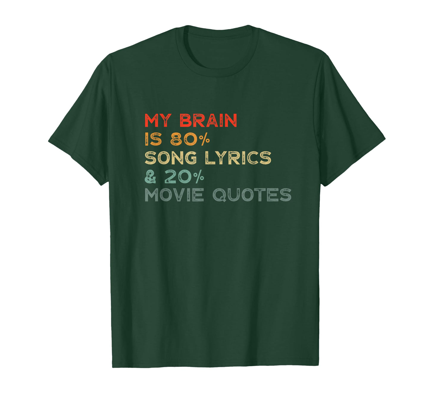 My Brain Is 80% Song Lyrics & 20% Movie Quotes Funny T-Shirt