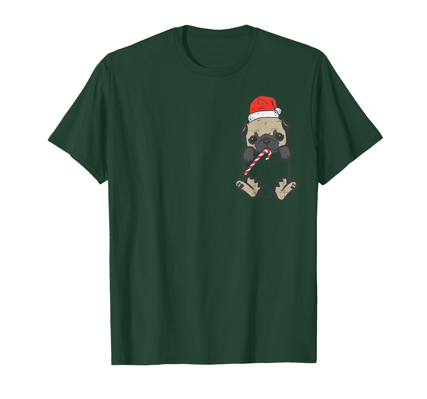 Pocket Pug Santa Dog Christmas Xmas Men Women T-Shirt