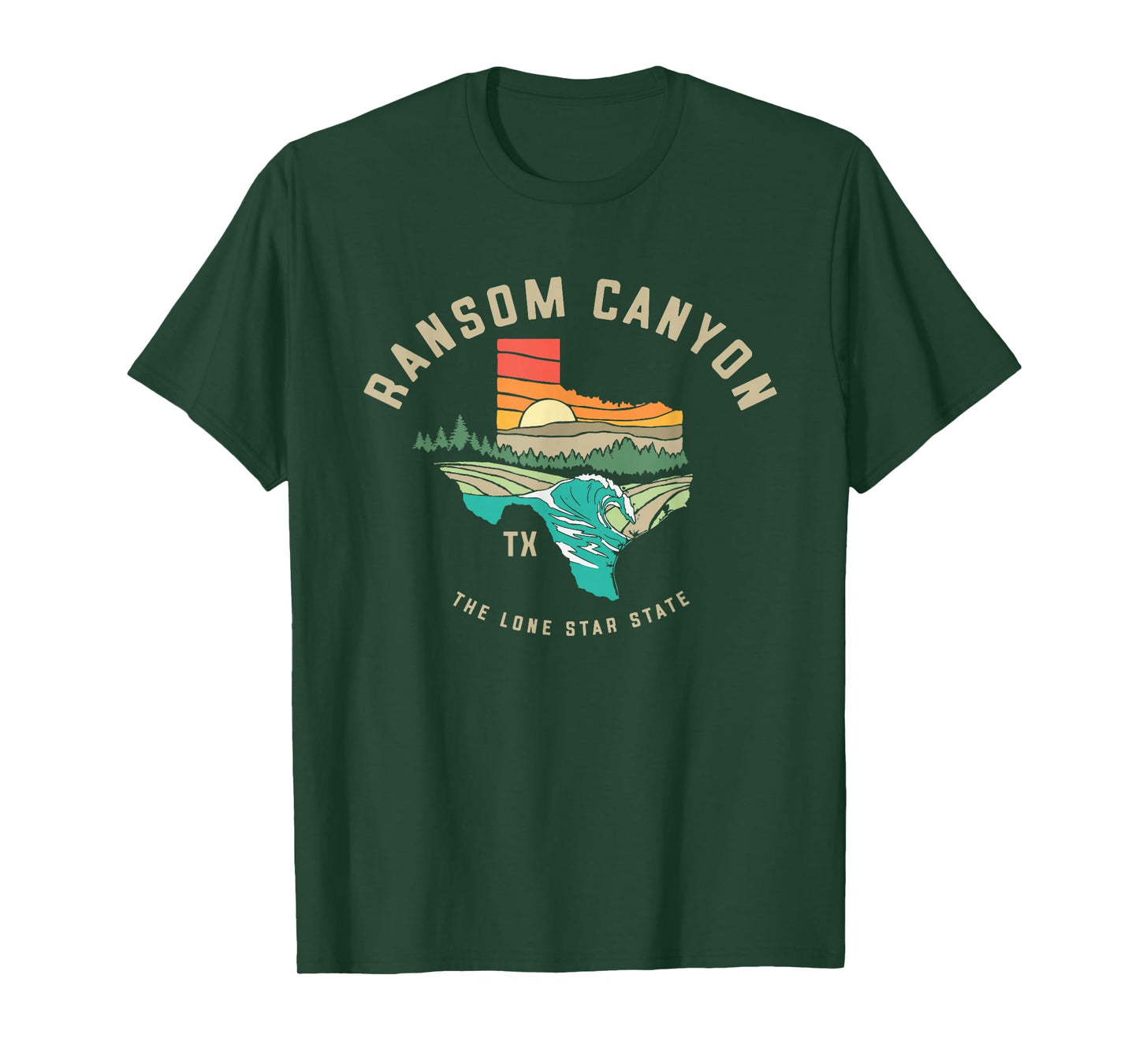 Ransom Canyon Texas Outdoors Vintage Nature Illustration T-Shirt