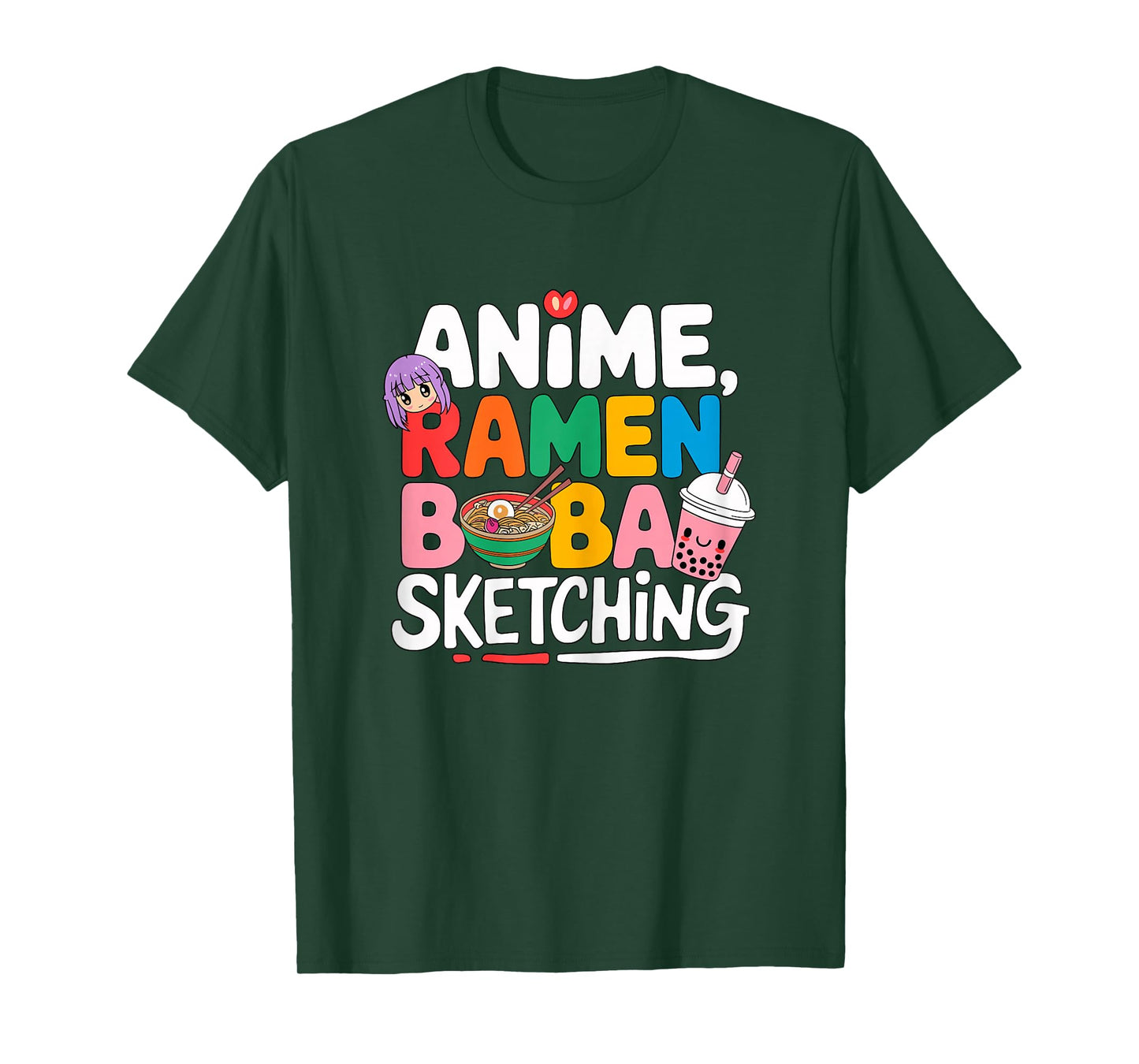 Anime Ramen Boba Sketching T-Shirt