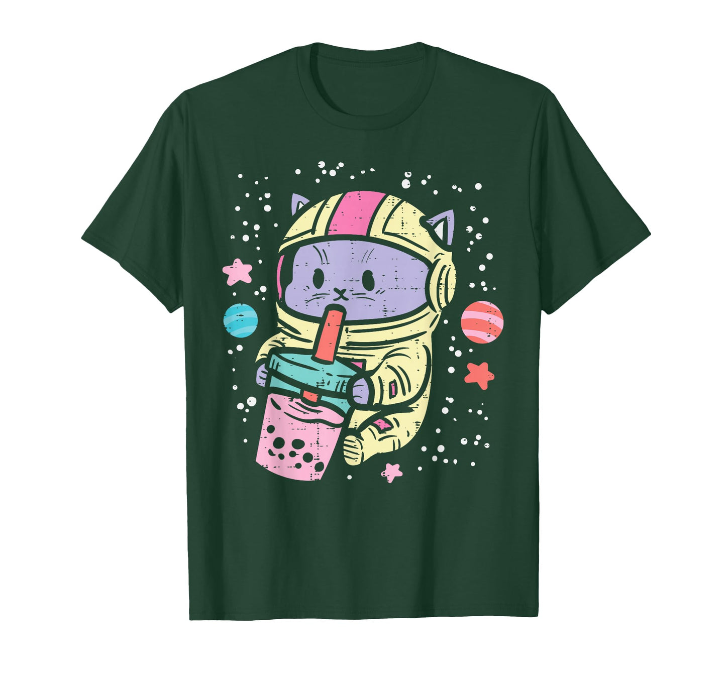 Cat Astronaut Boba Bubble Tea Kawaii Boys Girls Kids Toddler T-Shirt