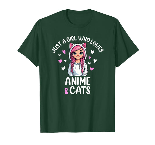 Just A Girl Who Loves Anime & Cats T-Shirt
