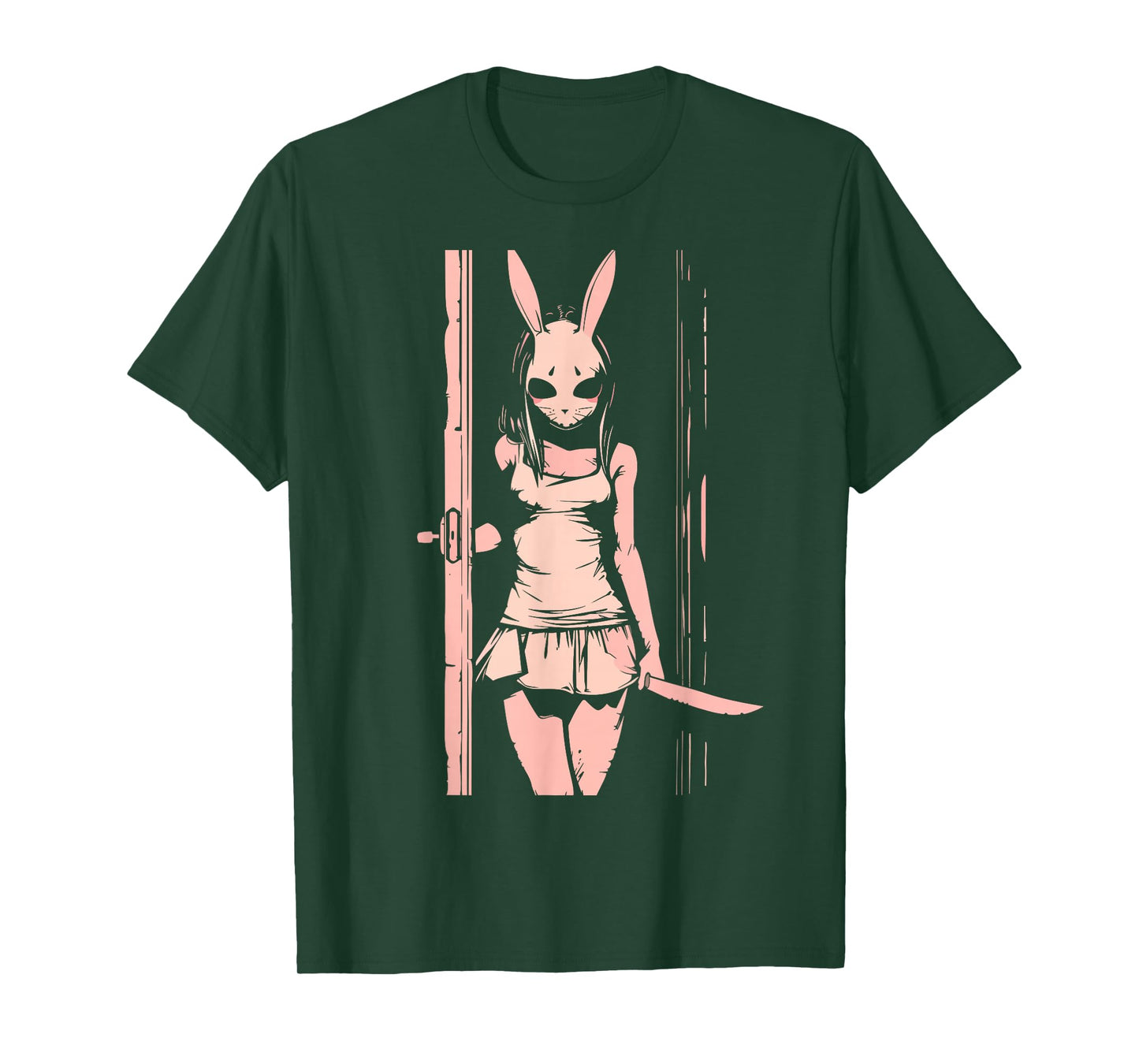 Horror Girl Bunny Mask Slasher Anime Alt Creepy Pastel Goth T-Shirt