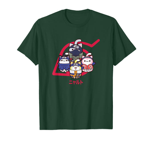 Nyaruto Cute Naruto Sasuke Sakura Kakashi Kanji Big Portrait T-Shirt