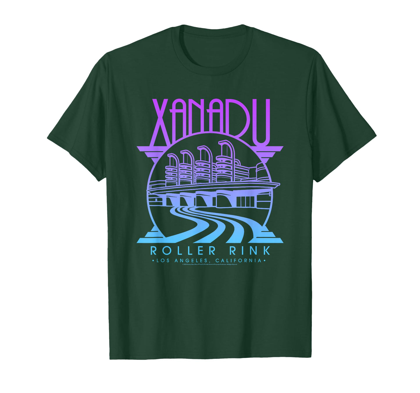 Olivia Newton-John Xanadu Roller Rink Purple Blue Fade Logo T-Shirt